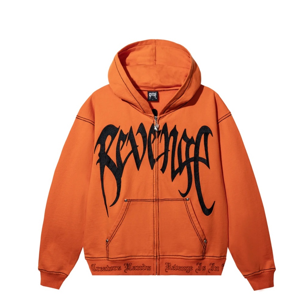 Revenge clothing X KILL CONTRAST ZIP HOODIE ORANGE/BLACK